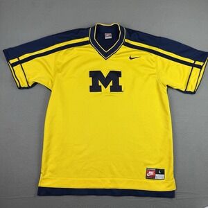 Y2K Team Nike Michigan Wolverines Shirt Large Mens Pullover Jersey Sports Maize